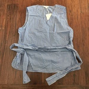 Beach Lunch Lounge Marly Blue Check Wrap Blouse